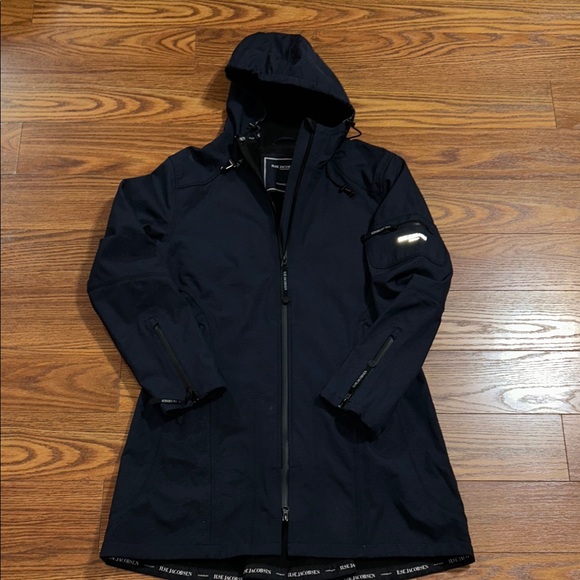 Ilse Jacobsen Jackets & Blazers - Ilse Jacobsen Hornbaek Regular Fit Hooded‎ Long Raincoat Dark Indigo Women’s 12